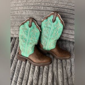 Justin Ladies Raya Distressed Brown Square Toe Bo… - image 1